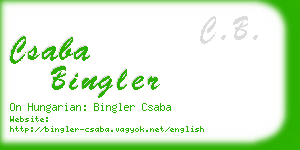 csaba bingler business card